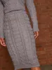 All-Over Cable Knit Midi Skirt in Grey sold by Chi Chi London