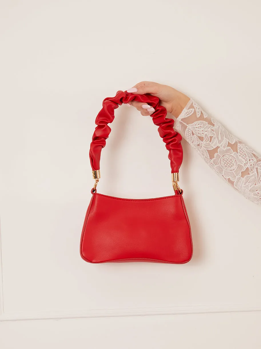 Ruched Detail Shoulder Bag in Red sold by Chi Chi London product image thumbnail 2
