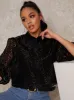 Balloon Sleeve Spot Print Blouse Top in Black sold by Chi Chi London
