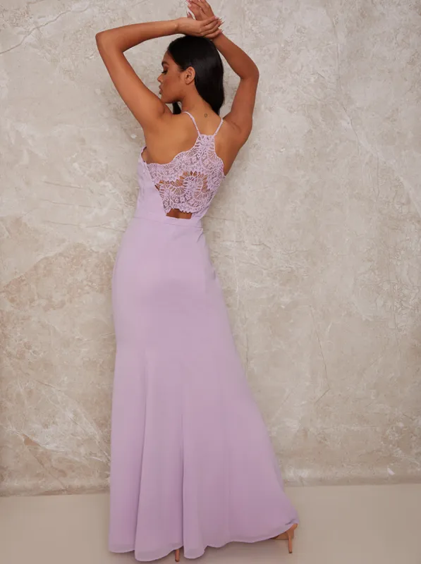 Halterneck Maxi Dress in Purple sold by Chi Chi London