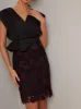 Wrap Style Bodice Peplum Lace Midi Dress in Black sold by Chi Chi London
