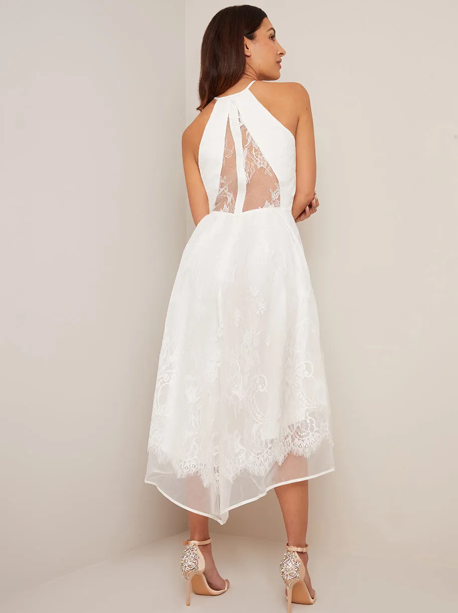 High Neck Lace Embroidered Dress in White sold by Chi Chi London product image thumbnail 2