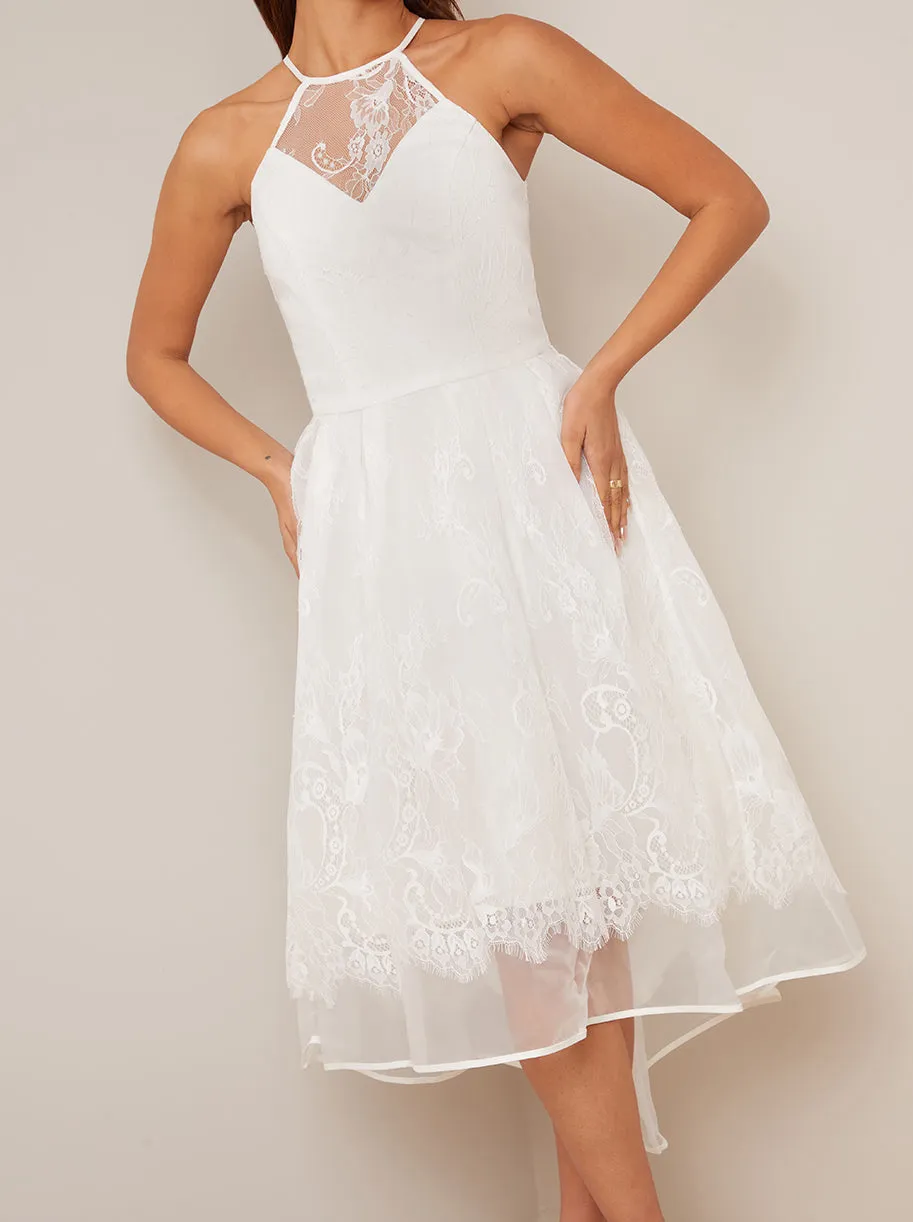 High Neck Lace Embroidered Dress in White sold by Chi Chi London product image thumbnail 3