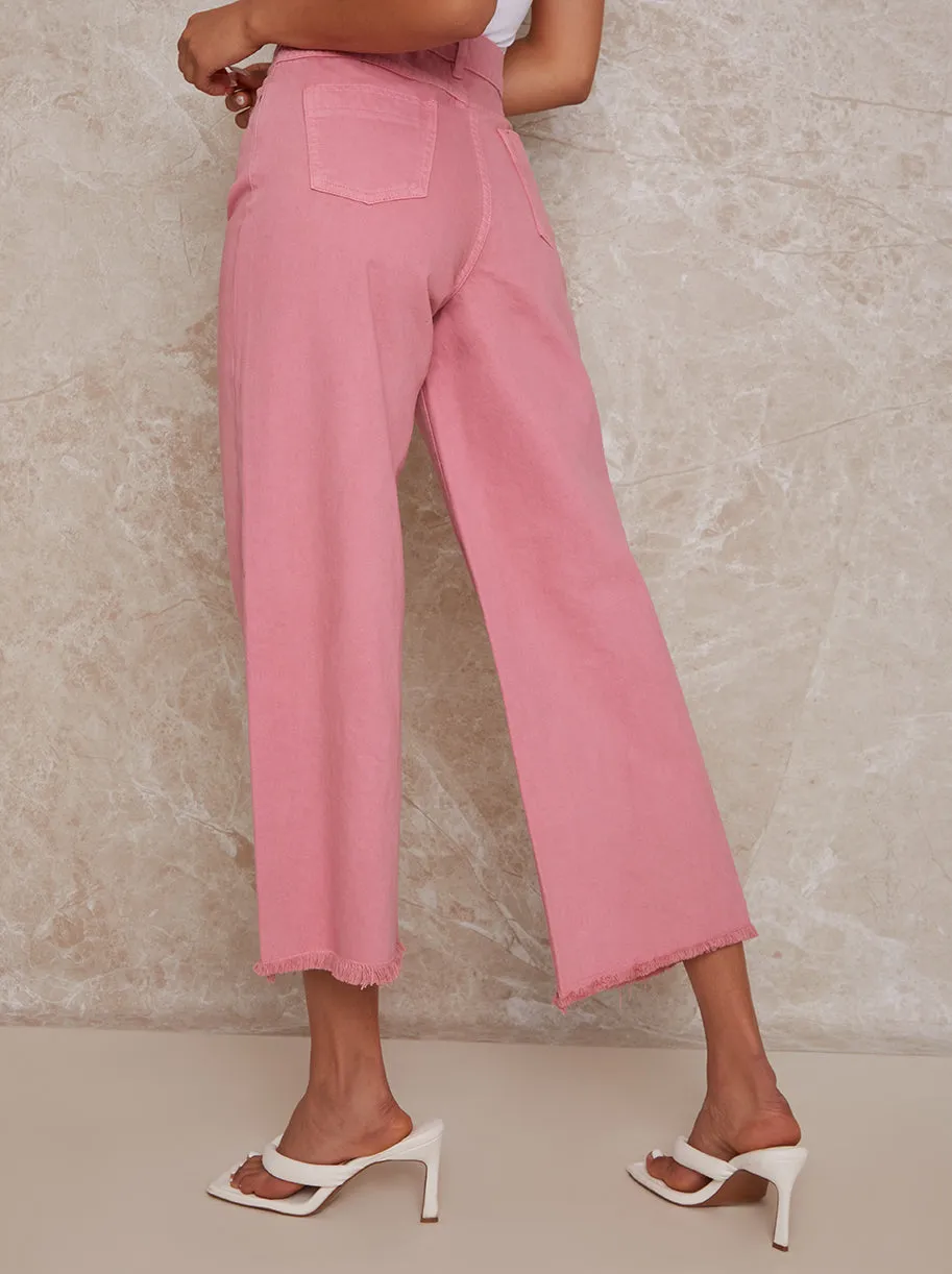 High Waisted Wide Leg Denim Jeans in Pink sold by Chi Chi London product image thumbnail 2