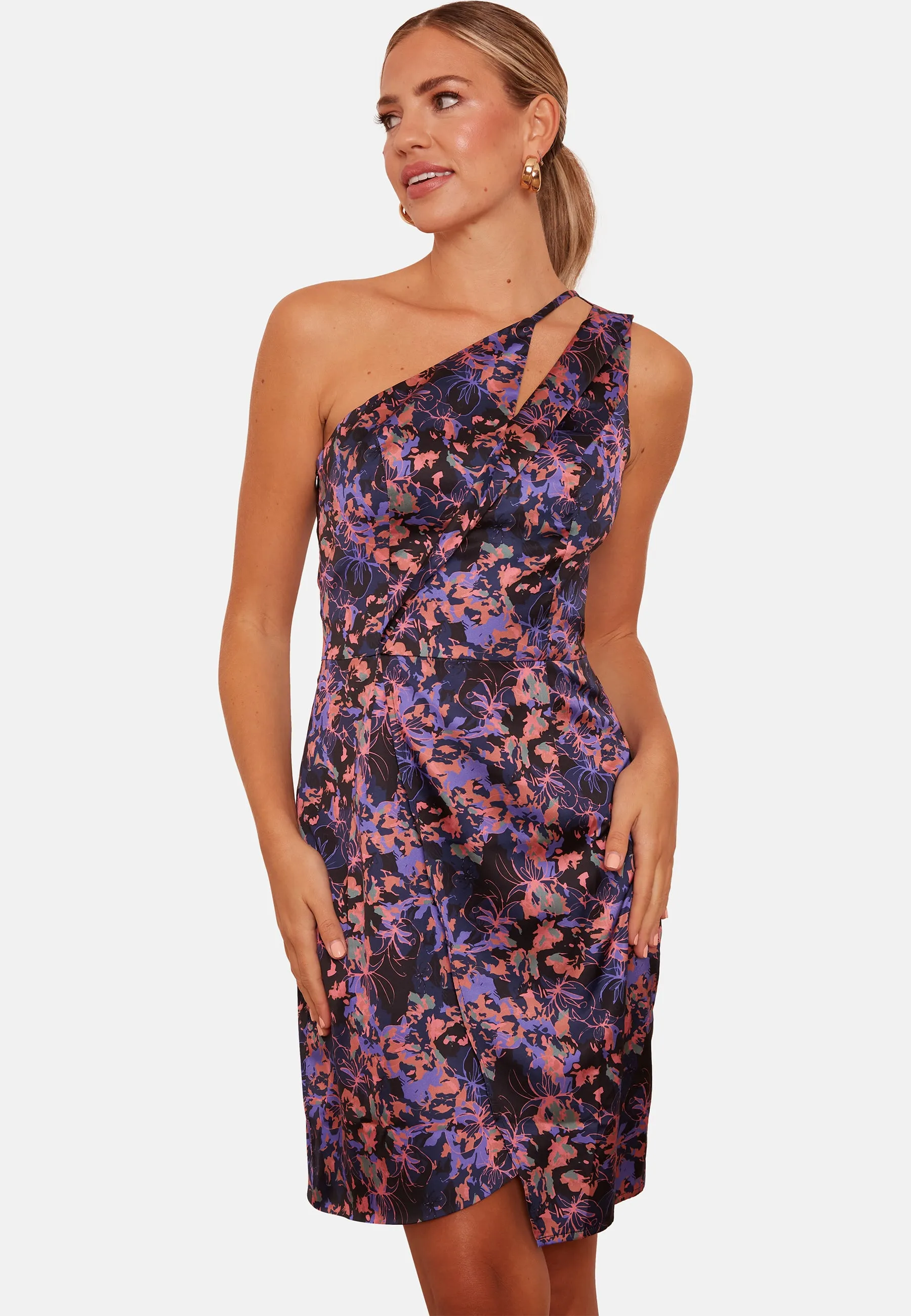 Cut-Out Abstract Floral Print Mini Dress in Black sold by Chi Chi London product image thumbnail 5