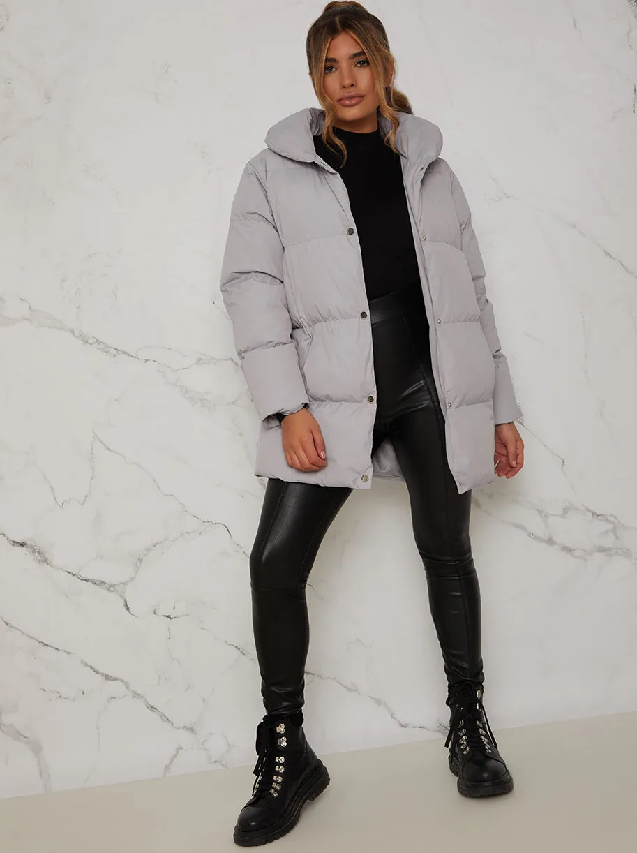 Padded Puffer Coat in Grey sold by Chi Chi London product image thumbnail 4