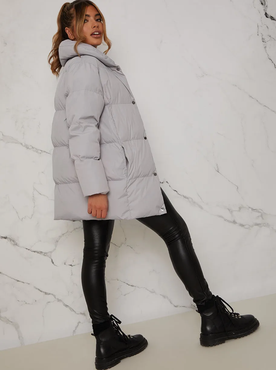 Padded Puffer Coat in Grey sold by Chi Chi London product image thumbnail 2