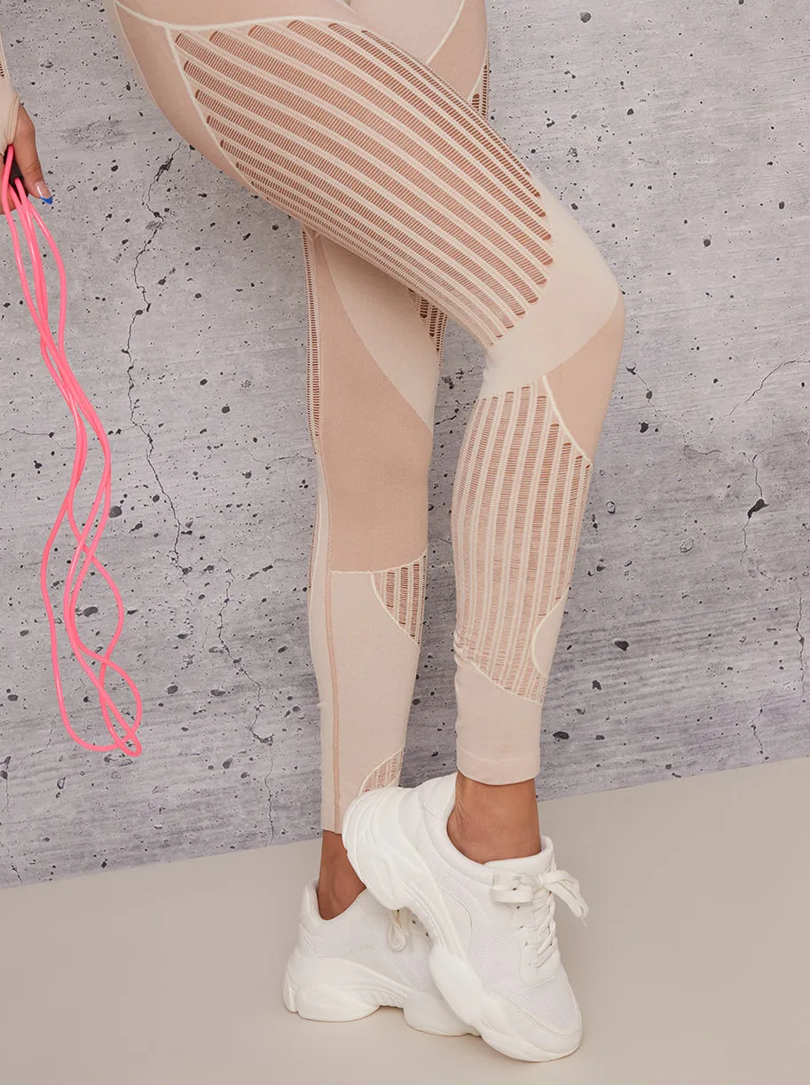 High Rise Sports Leggings with Body Contouring in Beige sold by Chi Chi London product image thumbnail 4