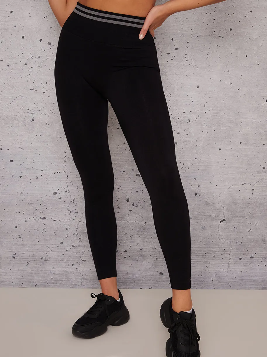 High Waisted Sports Leggings in Black sold by Chi Chi London product image thumbnail 3