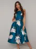 Printed Floral Box Pleat Midi Dress in Green sold by Chi Chi London