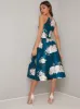 Printed Floral Box Pleat Midi Dress in Green sold by Chi Chi London