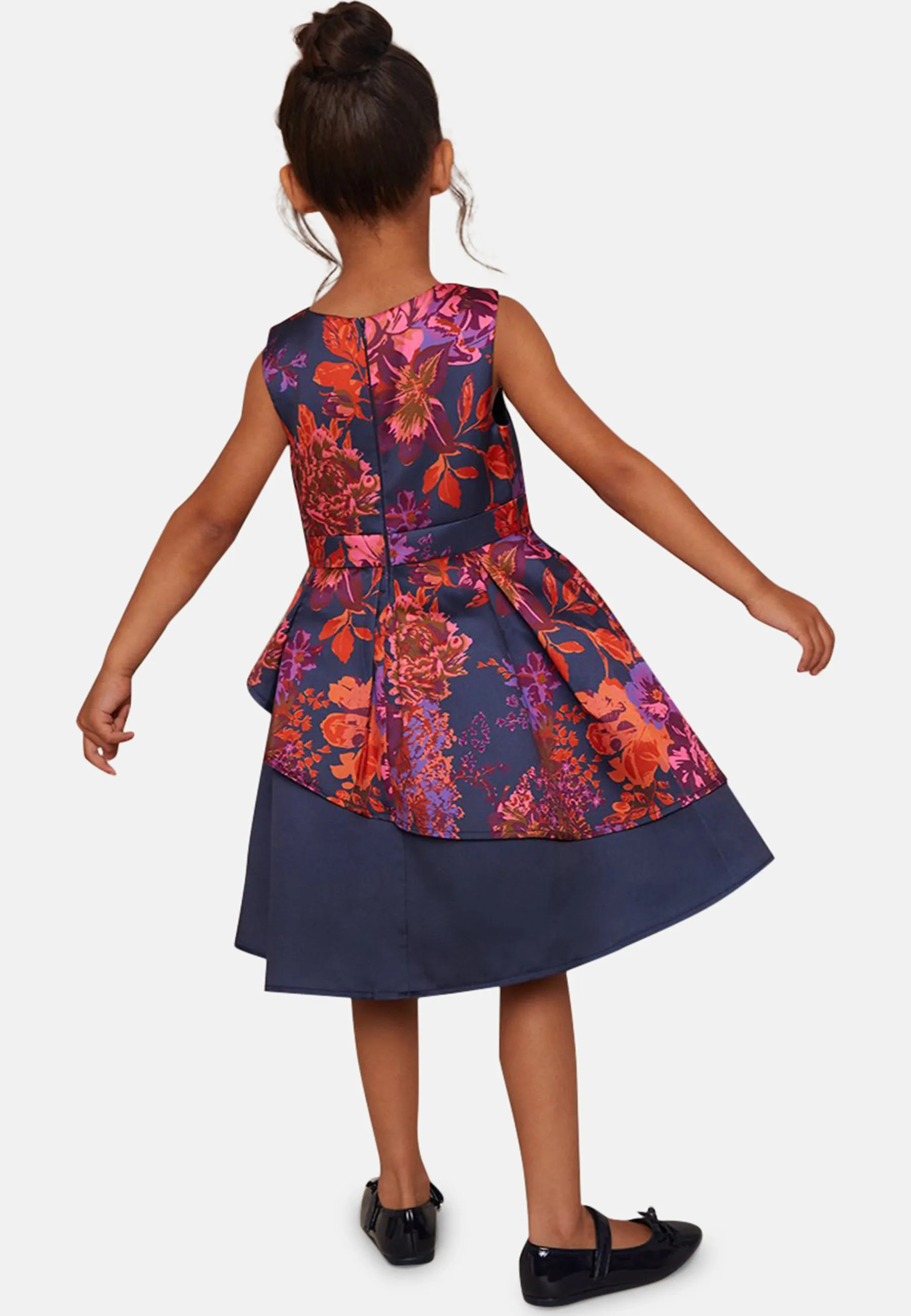 Girls Printed Asymmetric Detail Midi Dress in Navy sold by Chi Chi London product image thumbnail 5