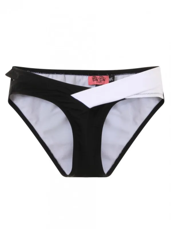 Contrast Bikini Bottoms in Black sold by Chi Chi London