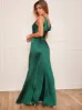 Cowl Neck Satin Slip Maxi Dress in Green sold by Chi Chi London