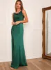 Cowl Neck Satin Slip Maxi Dress in Green sold by Chi Chi London