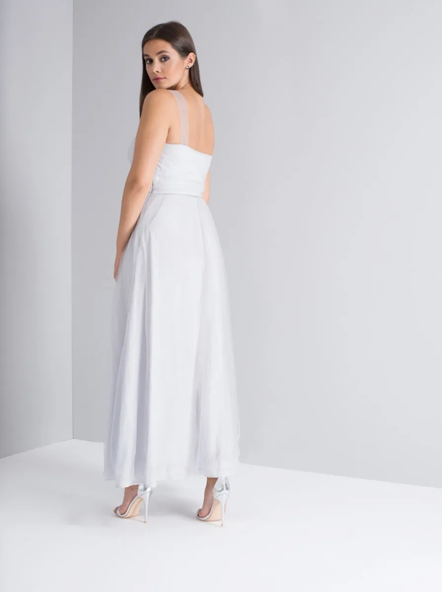 Plus Size Cami Strap Shirred Maxi Dress in Grey sold by Chi Chi London product image thumbnail 2
