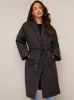 Diamond Quilted Longline Belted Coat in Black sold by Chi Chi London