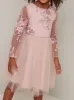 Girls Lace Bodice Tulle Midi Dress in Pink sold by Chi Chi London