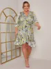 Plus Size Twist Front Abstract Midi Dress in Silver sold by Chi Chi London