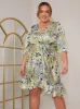 Plus Size Twist Front Abstract Midi Dress in Silver sold by Chi Chi London