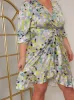 Plus Size Twist Front Abstract Midi Dress in Silver sold by Chi Chi London