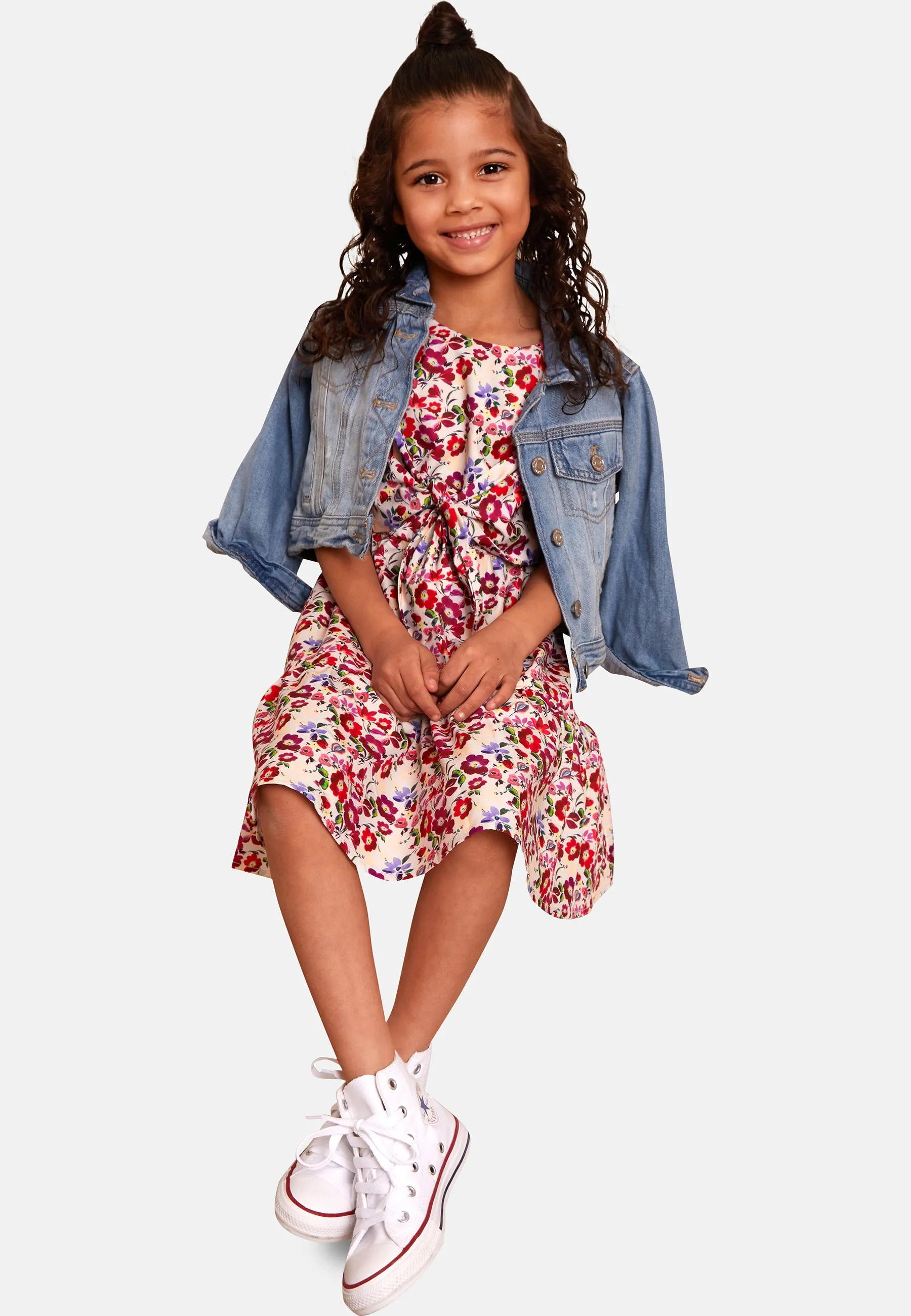 Older Girls Puff Sleeve Tie Detail Floral Day Dress in White sold by Chi Chi London product image thumbnail 5