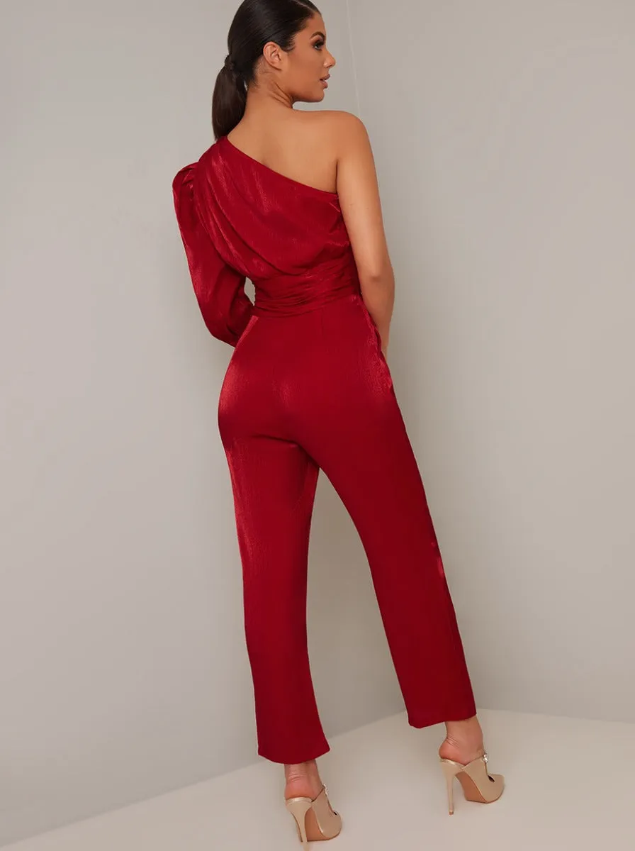 One Should Ruched Tapered Leg Jumpsuit in Red sold by Chi Chi London product image thumbnail 4