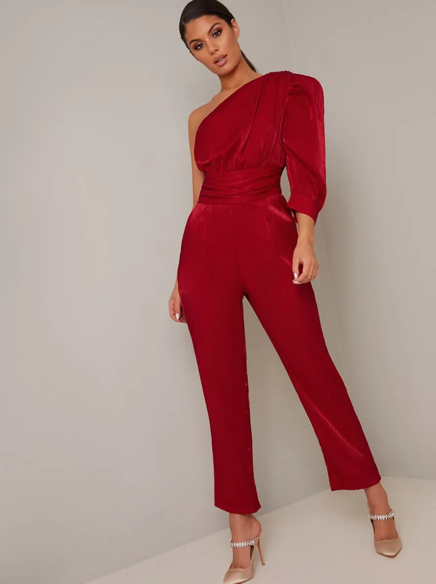 One Should Ruched Tapered Leg Jumpsuit in Red sold by Chi Chi London product image thumbnail 2