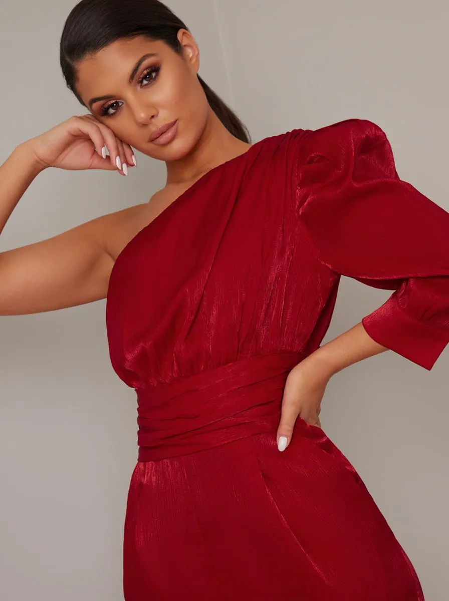 One Should Ruched Tapered Leg Jumpsuit in Red sold by Chi Chi London product image thumbnail 3
