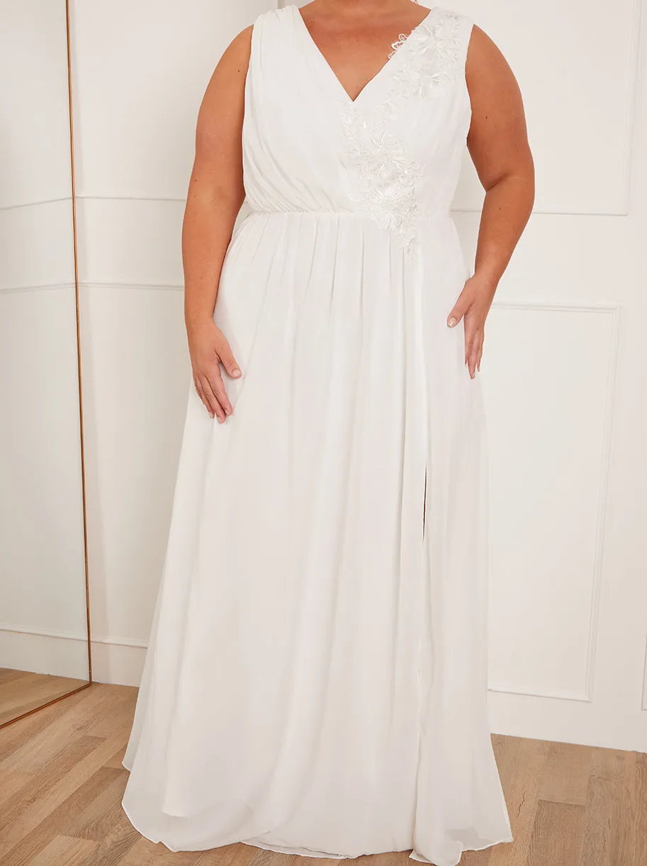 Plus Size V Neck Drape Maxi Wedding Dress in White sold by Chi Chi London product image thumbnail 4