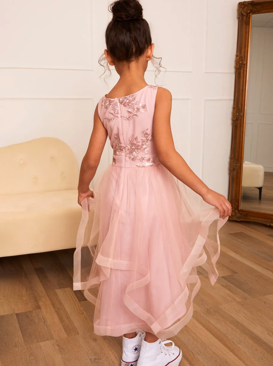 Younger Girls Embroidered Midi Dress in Pink sold by Chi Chi London product image thumbnail 4