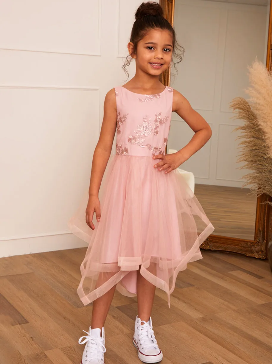 Younger Girls Embroidered Midi Dress in Pink sold by Chi Chi London product image thumbnail 3