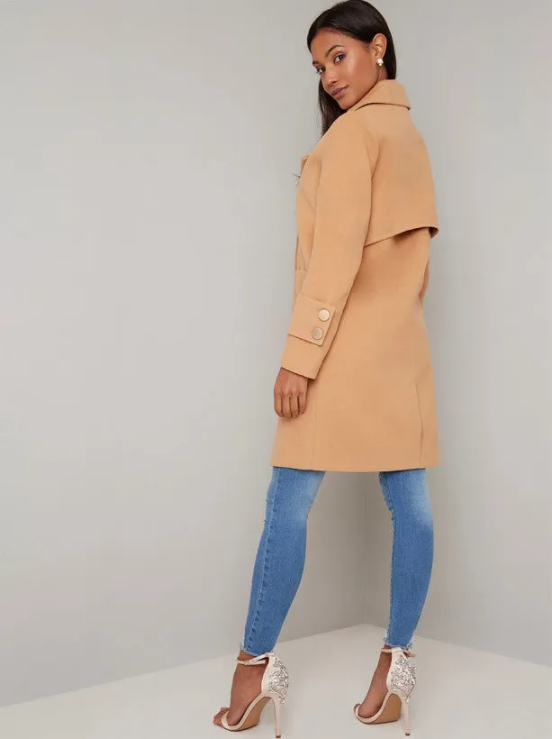 Longline Double Breasted Coat in Camel sold by Chi Chi London product image thumbnail 3