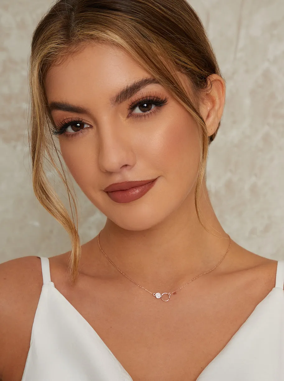 Diamante Circle Necklace In Gold Tone sold by Chi Chi London