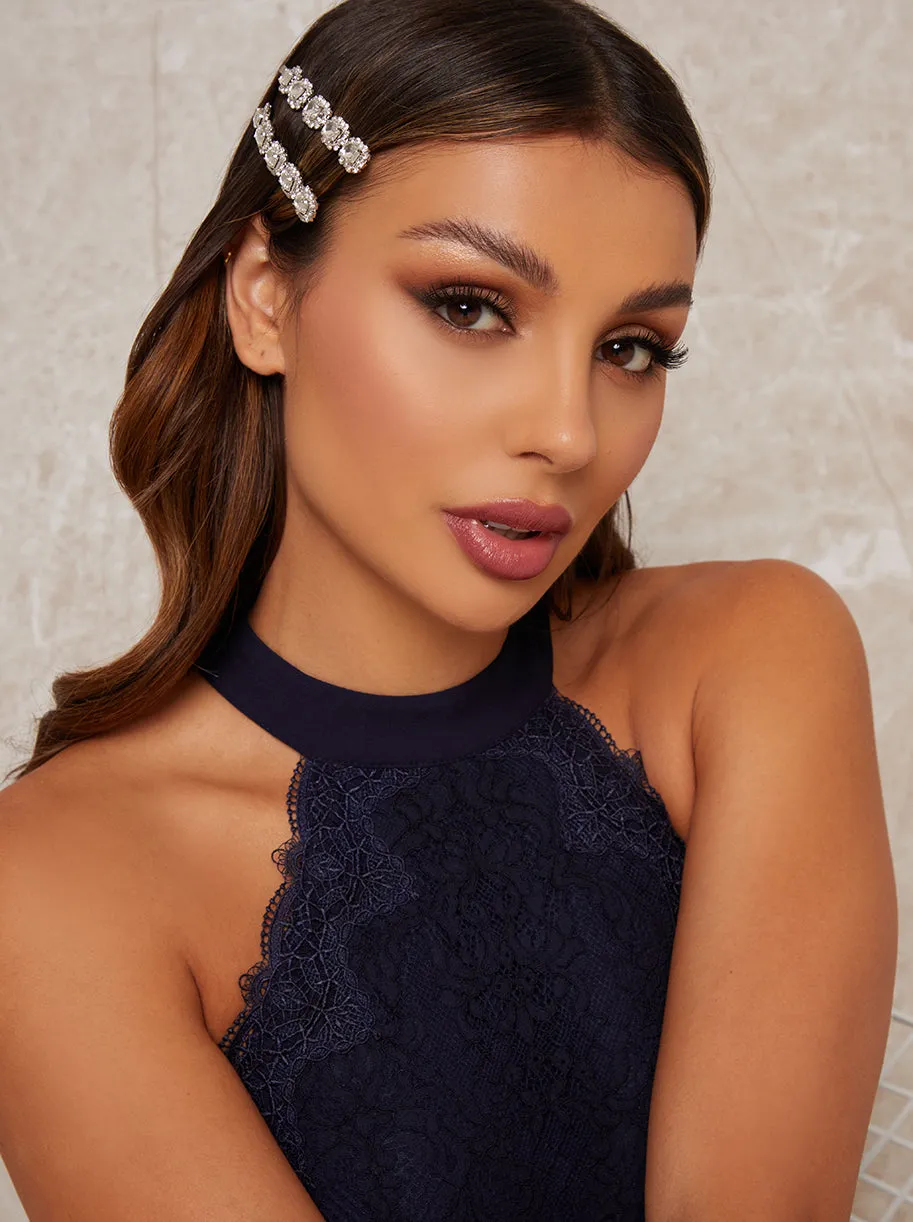 Diamante Hair Slides in Silver Tone sold by Chi Chi London product image thumbnail 2