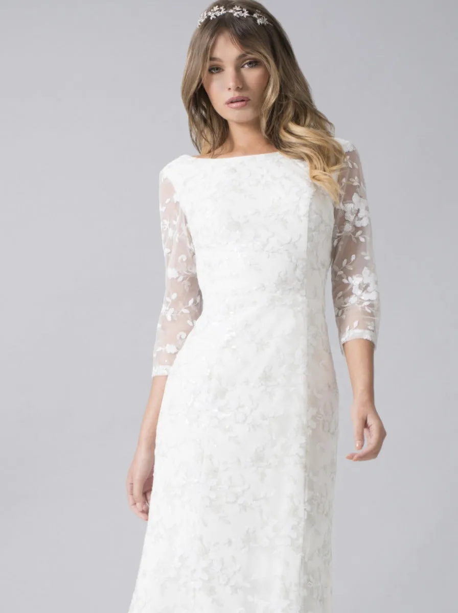 Bridal Embellished Lace Wedding Dress in White sold by Chi Chi London product image thumbnail 4