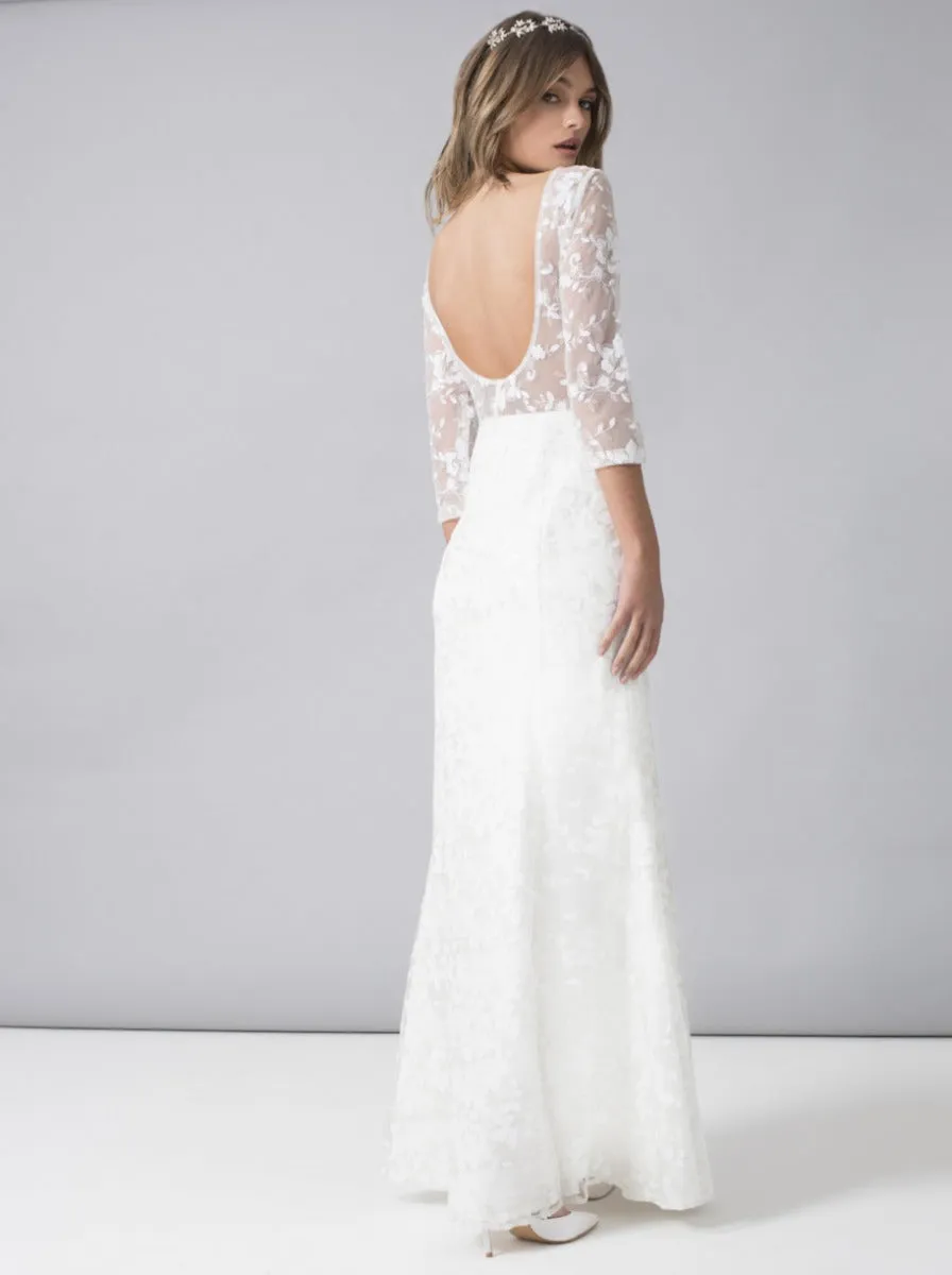 Bridal Embellished Lace Wedding Dress in White sold by Chi Chi London product image thumbnail 2