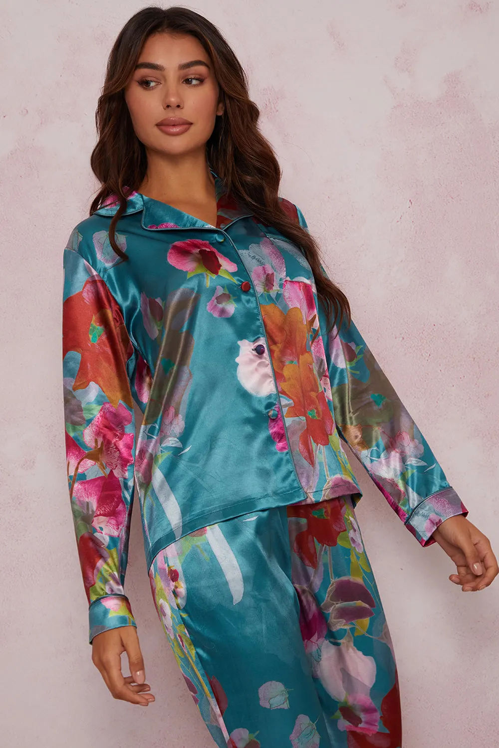 Floral Printed Pyjama Set in Green sold by Chi Chi London product image thumbnail 4