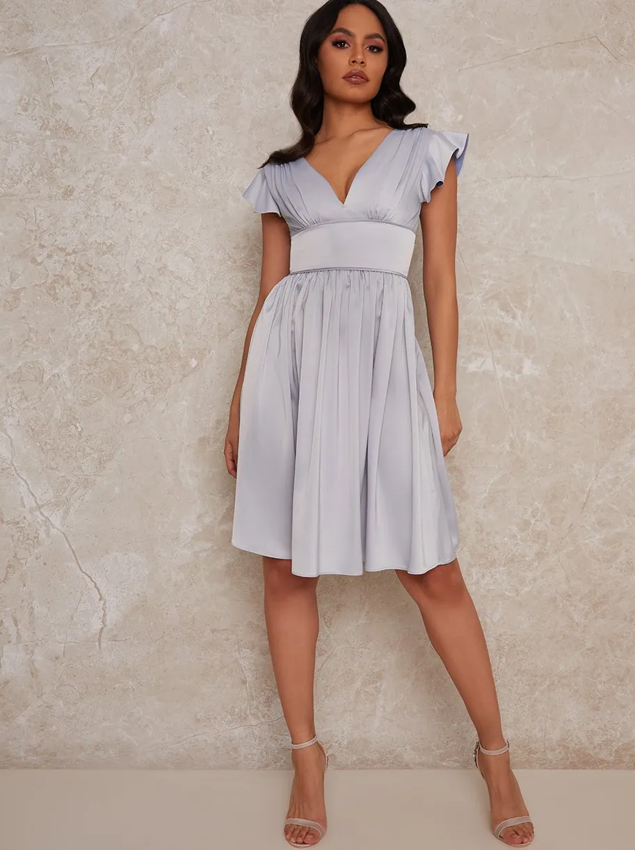Ruffle Sleeve Midi Dress in Blue sold by Chi Chi London product image thumbnail 4