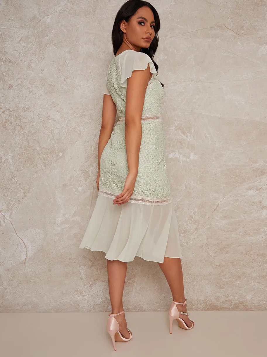 Cap Sleeve Midi Dress in Green sold by Chi Chi London product image thumbnail 4