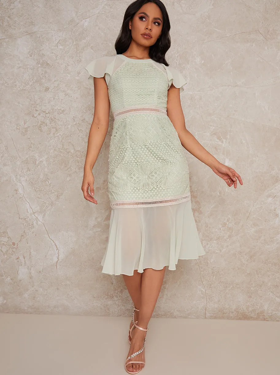 Cap Sleeve Midi Dress in Green sold by Chi Chi London product image thumbnail 2