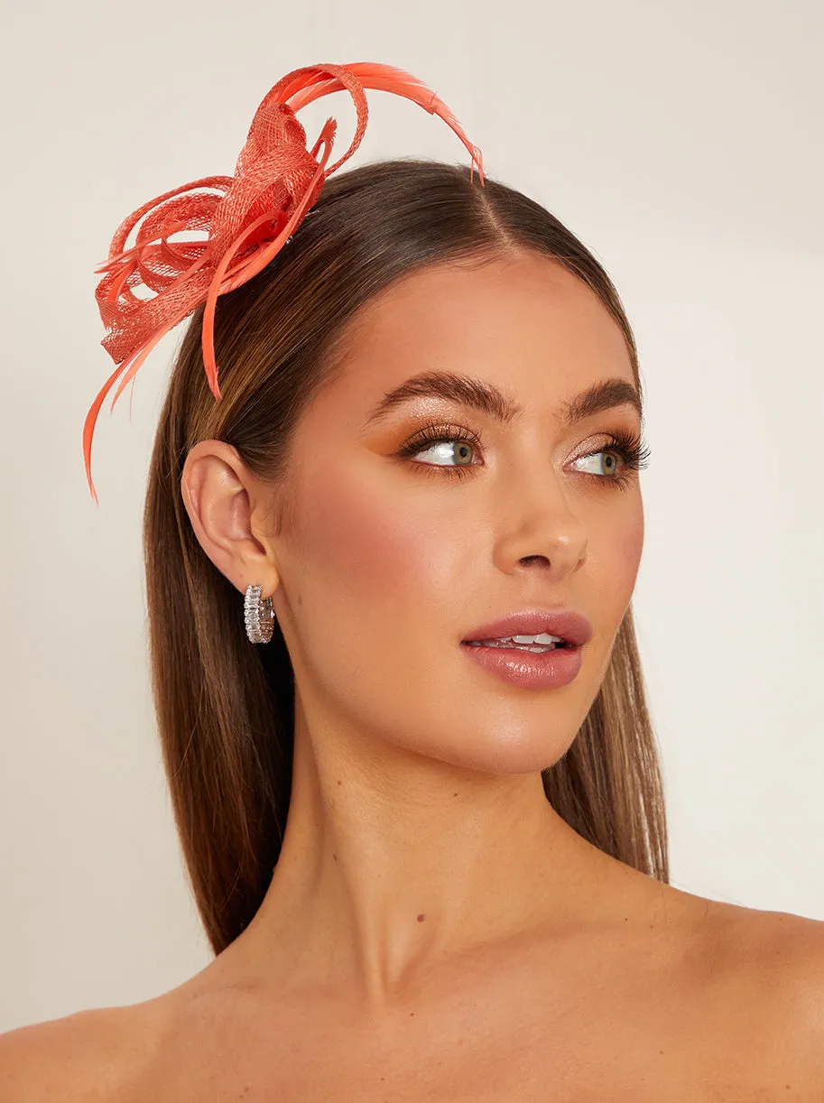 Looped Sinamay Fascinator in Coral sold by Chi Chi London product image thumbnail 2