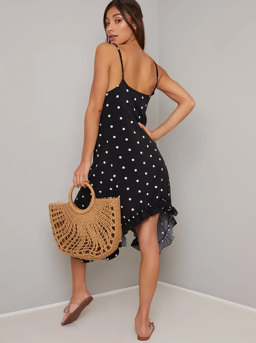 Spot Print Cami Dip Hem Dress in Black sold by Chi Chi London product image thumbnail 4