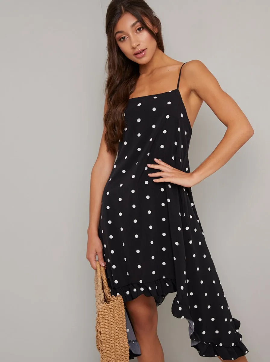 Spot Print Cami Dip Hem Dress in Black sold by Chi Chi London product image thumbnail 2
