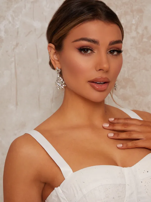 Gemstone Drop Earrings in Silver sold by Chi Chi London