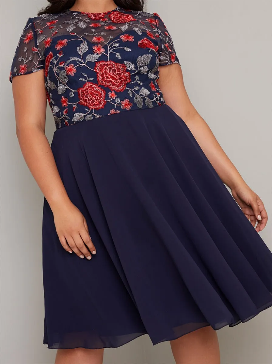 Plus Size Lace Detail Midi Dress in Blue sold by Chi Chi London product image thumbnail 3