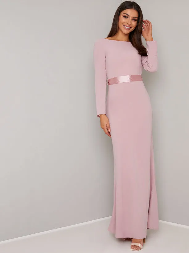 Open Back Bow Detail Maxi Dress in Pink sold by Chi Chi London product image thumbnail 2