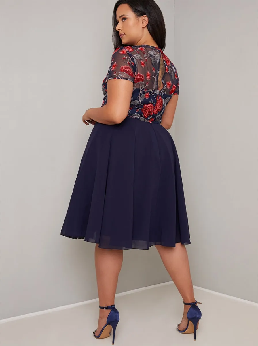 Plus Size Lace Detail Midi Dress in Blue sold by Chi Chi London product image thumbnail 4