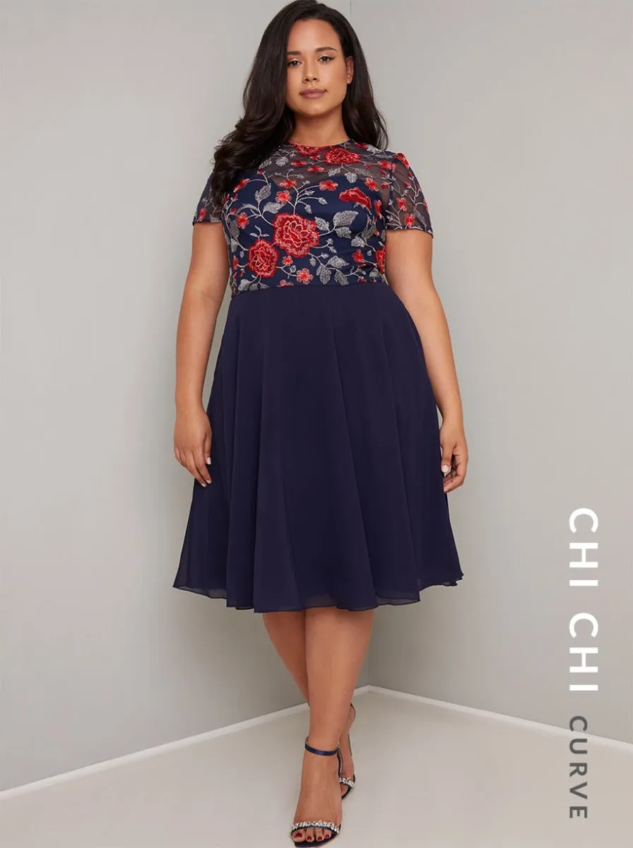 Plus Size Lace Detail Midi Dress in Blue sold by Chi Chi London product image thumbnail 2
