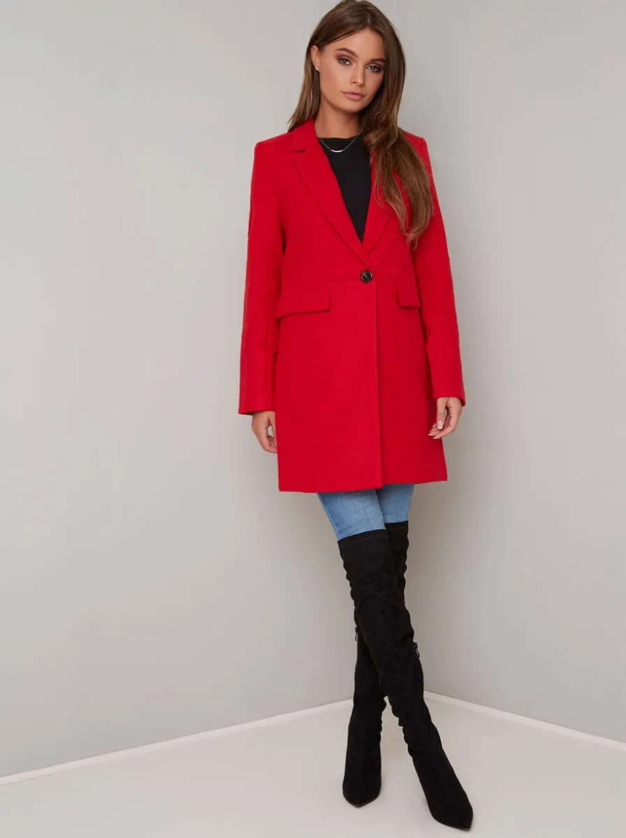 Tailored 3/4 Length Coat in Red sold by Chi Chi London